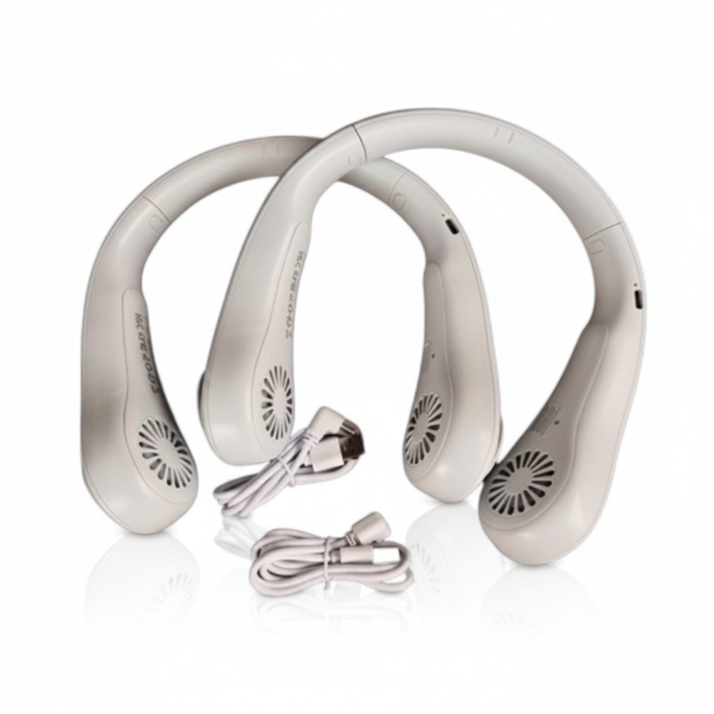 2 Pack Jisulife FA14-S Portable Neck Fan Ultra-Quiet Rechargeable Battery White